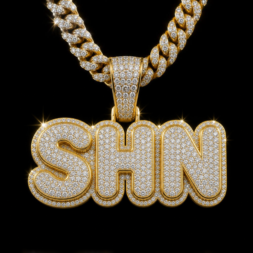 Custom iced out name pendant